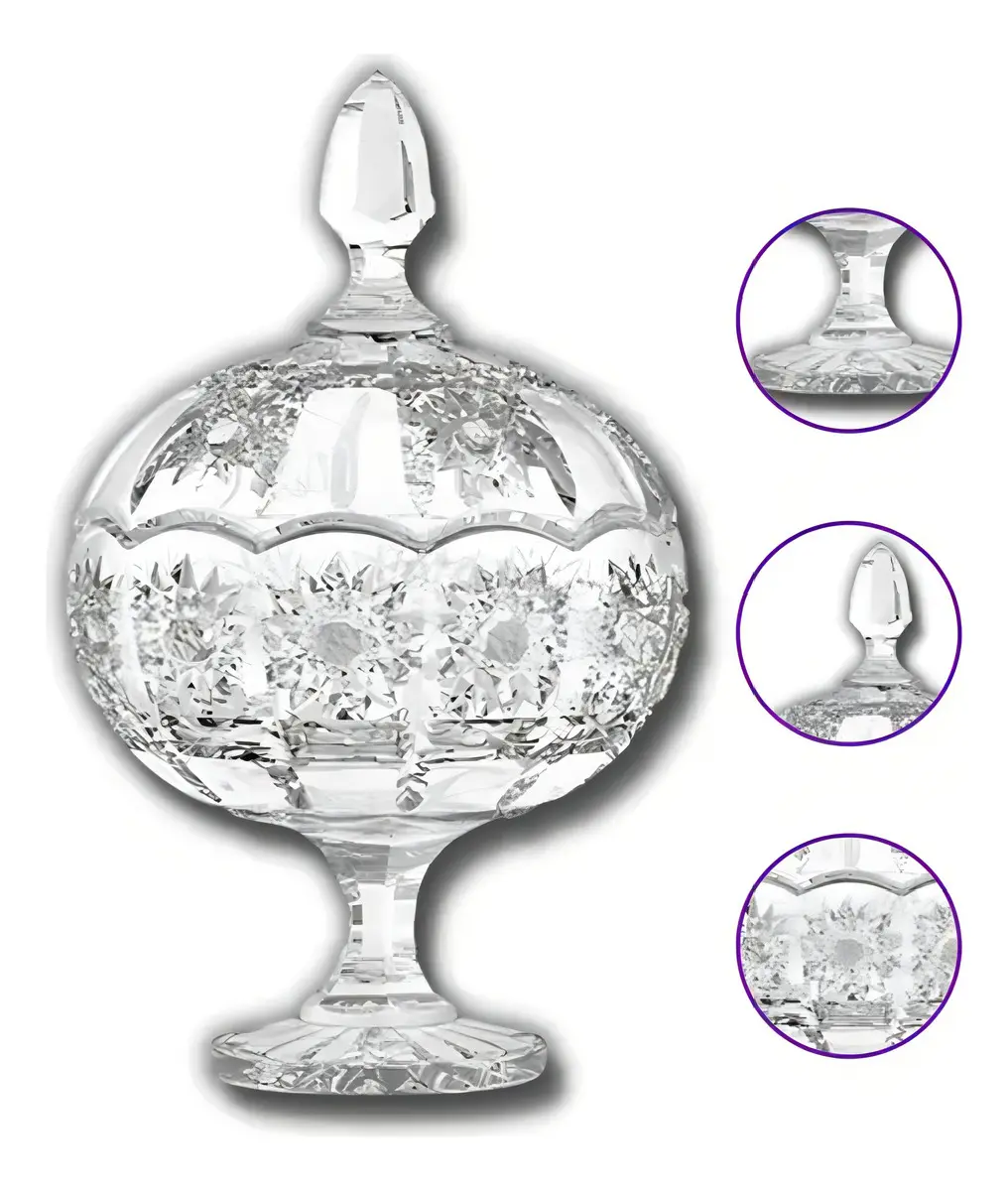 Bomboneira de Cristal Lapidada com Pé