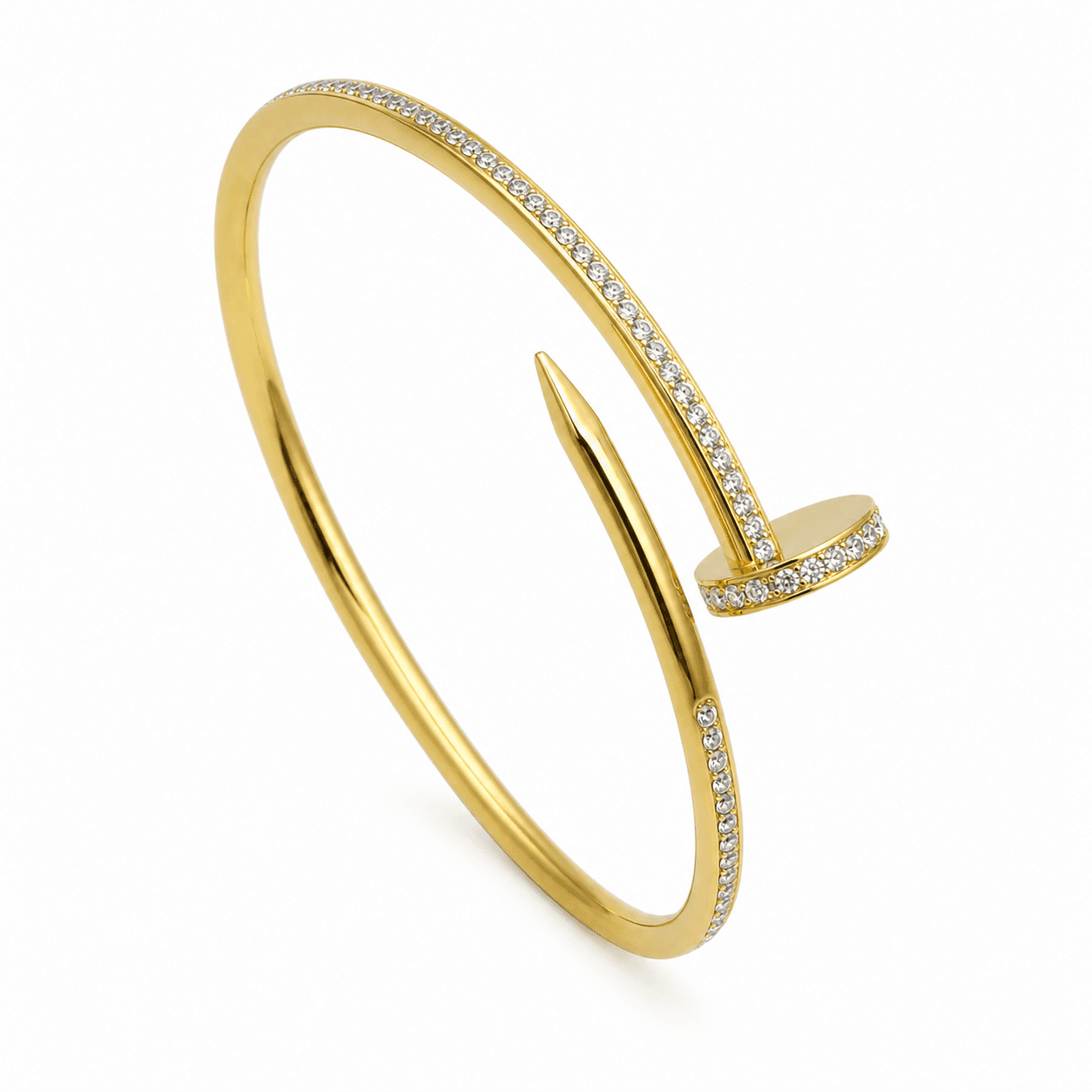 Bracelete Prego Cravejado Banhado a Ouro