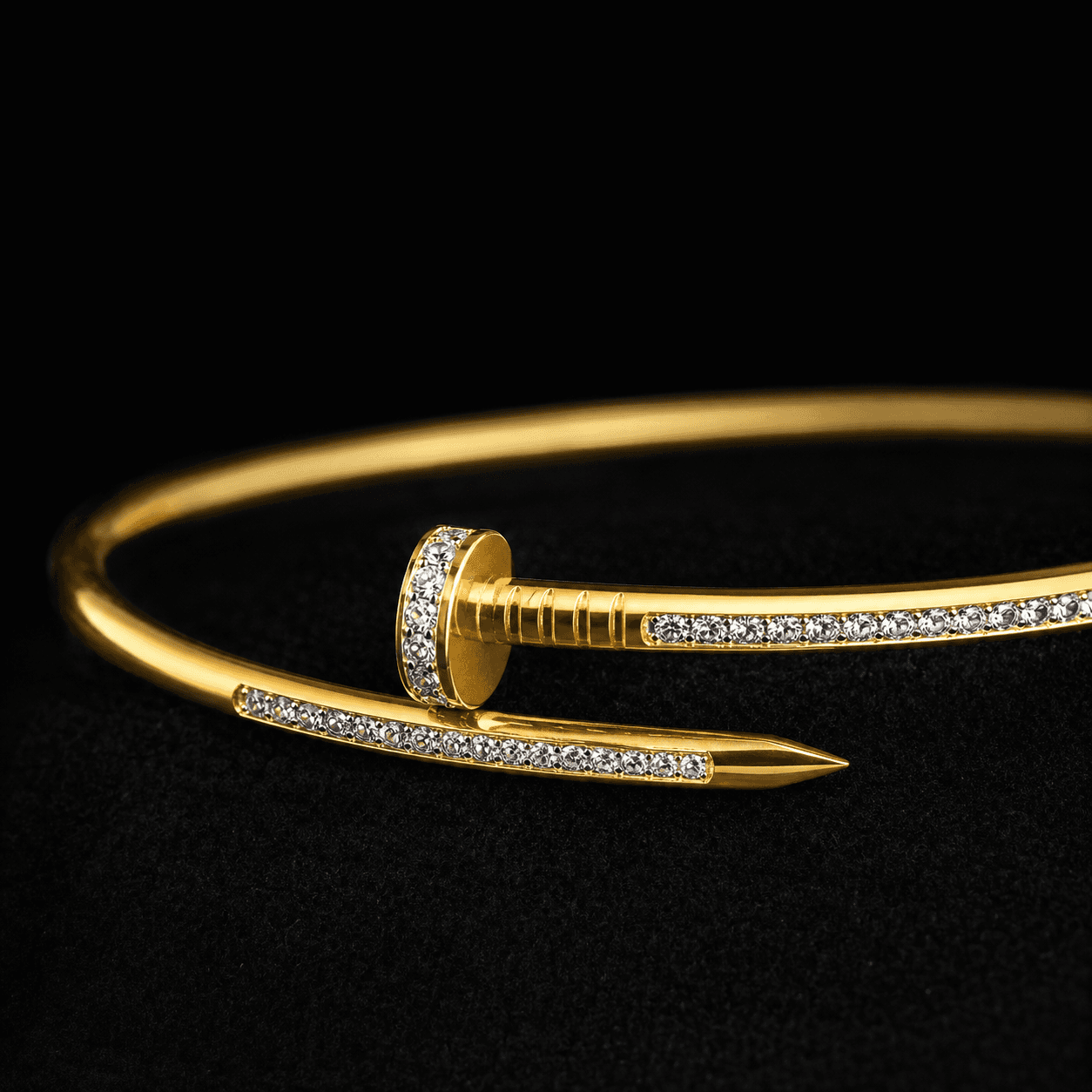 Bracelete Prego Cravejado Banhado a Ouro - imagem 3