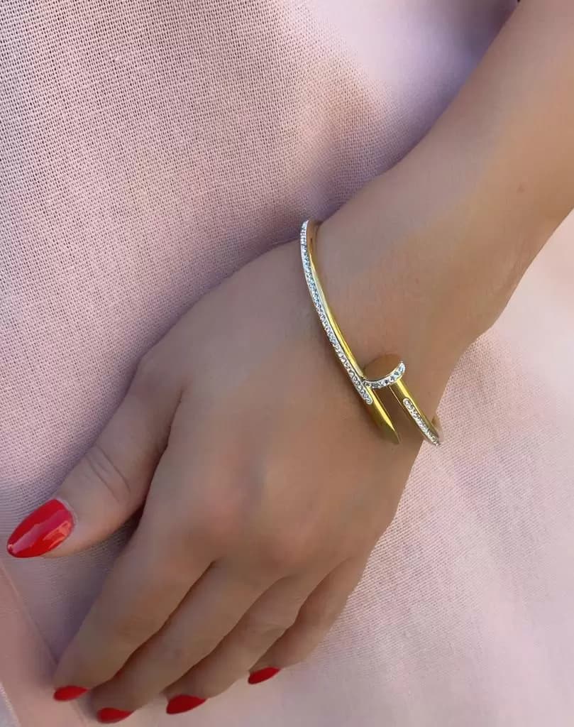 Bracelete Prego Cravejado Banhado a Ouro - imagem 4