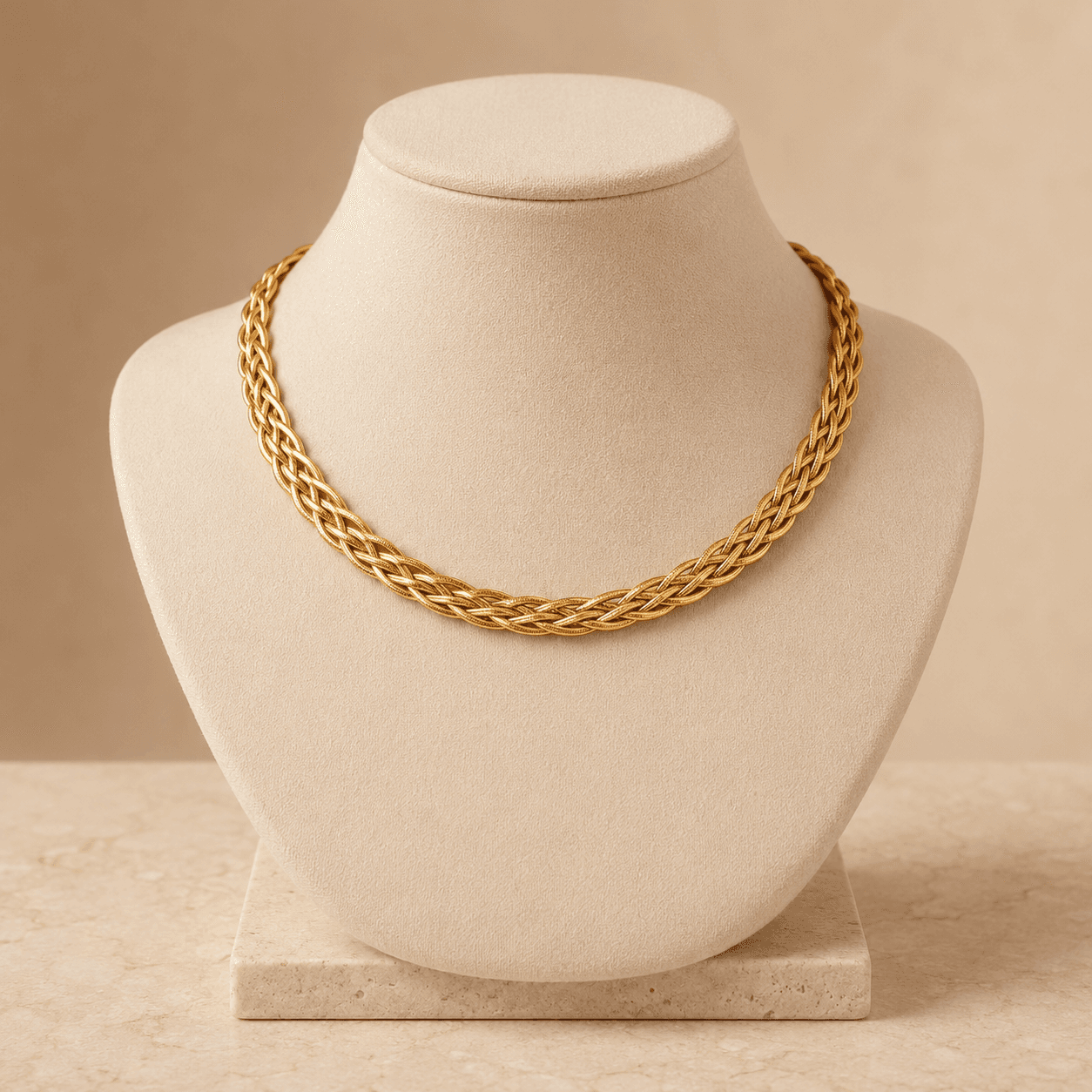 Choker Fita 5 Fios Aço Ouro