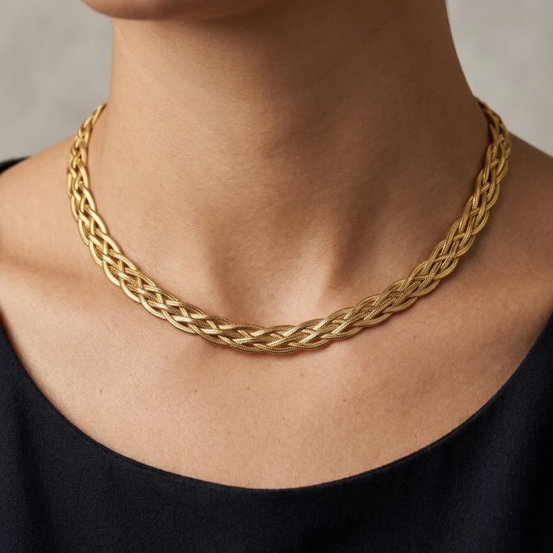 Choker Fita 5 Fios Aço Ouro - imagem 4