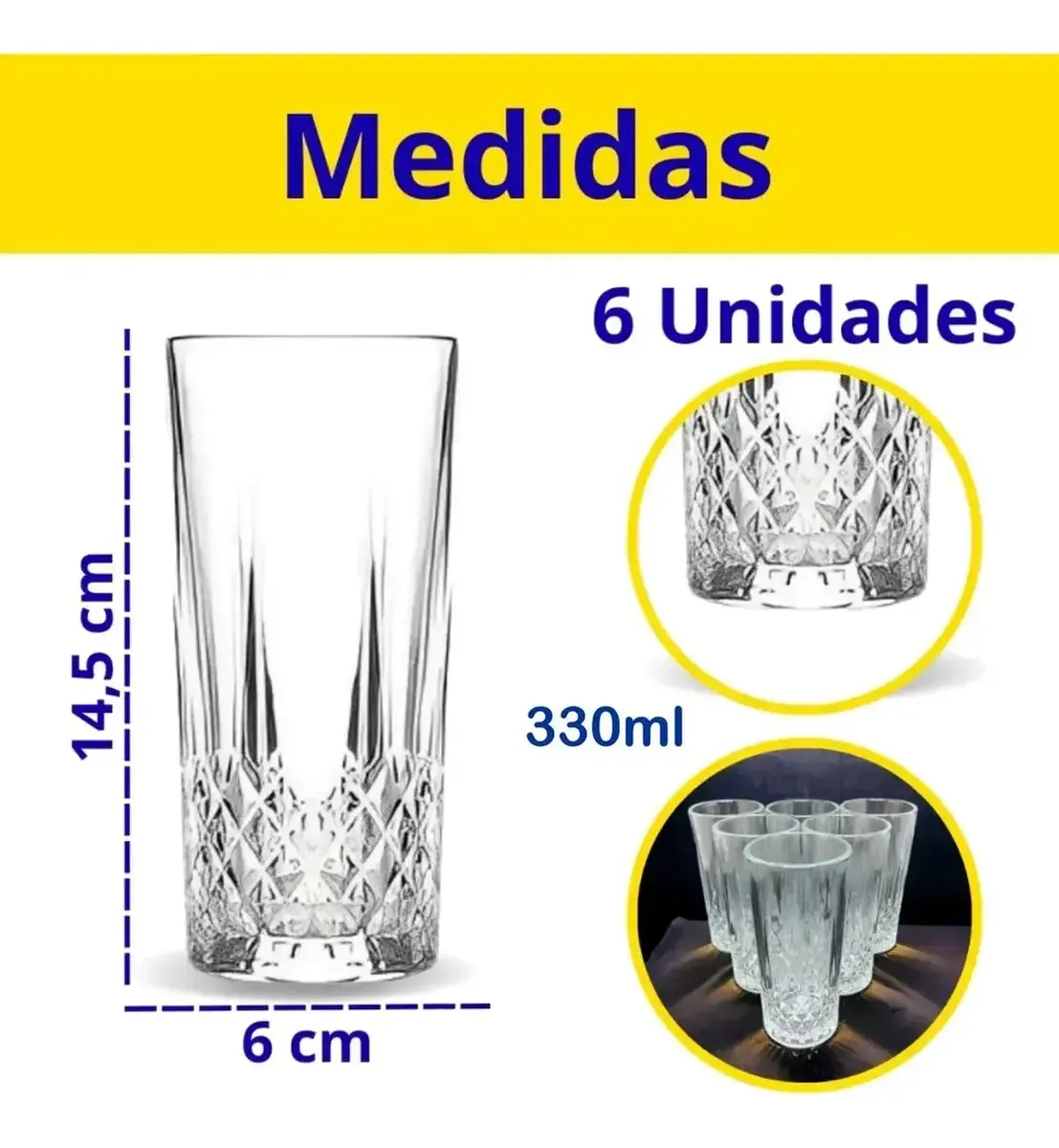 Jogo 6 Copos Long Drink Darques 330ml - imagem 3