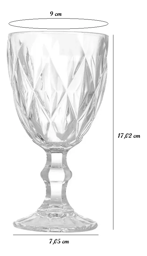 Jogo de 6 Taças Diamante Transparente Gamma 340ml - imagem 3