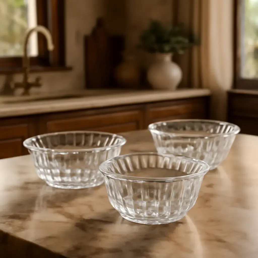 Kit 3 Tigelas de Vidro Sobremesa Elegante Bowl Reforçado