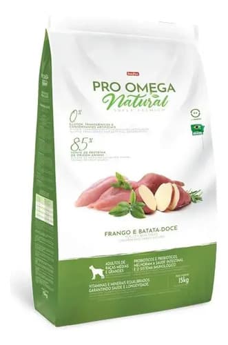 Ração Pro Omega Natural Frango e Batata-Doce 15kg