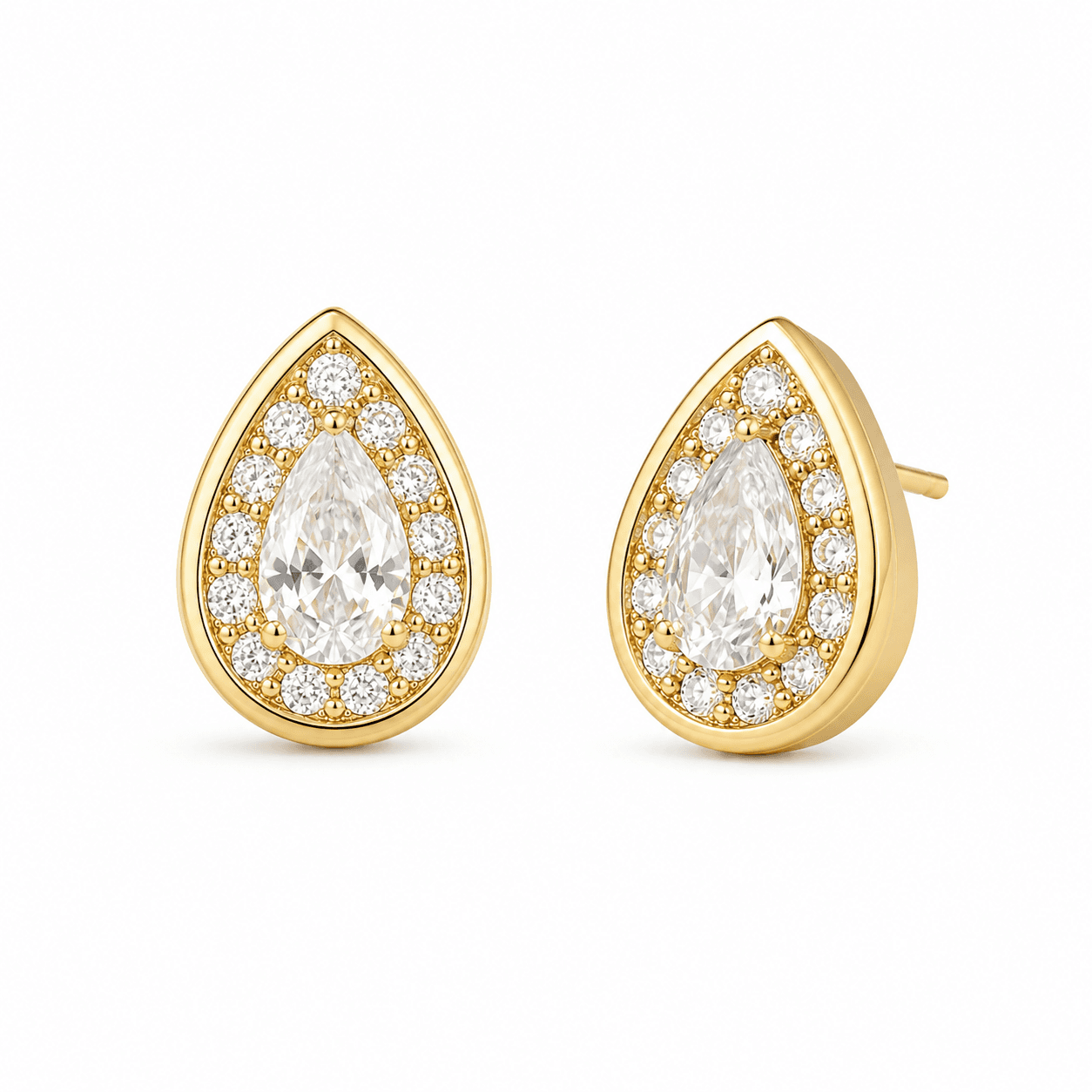 Brinco Gota Cravejado Banhado a Ouro 18k