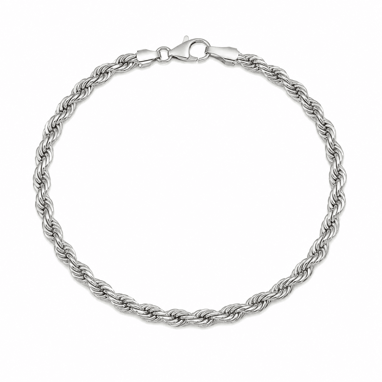 Pulseira Elo Baiano em Aço Prateado 5mm